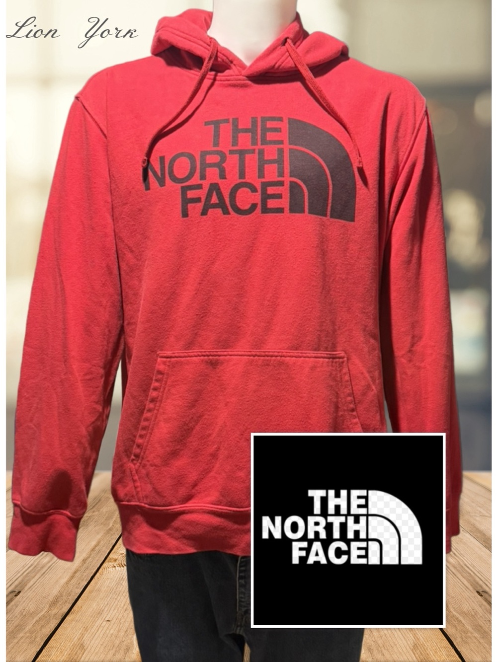 The North Face Red Hoodie with Black Logo